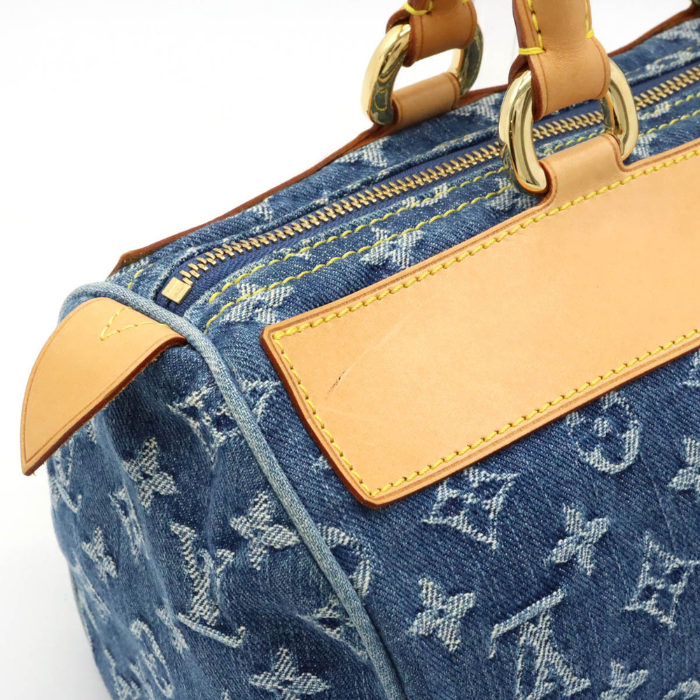 LOUIS VUITTON Monogram Denim Neo Speedy Handbag Boston Bag Blue - Picture 7 of 8